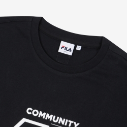 Fila Community 54 Lettering - Miesten Poolopaita - Mustat | FI-46252